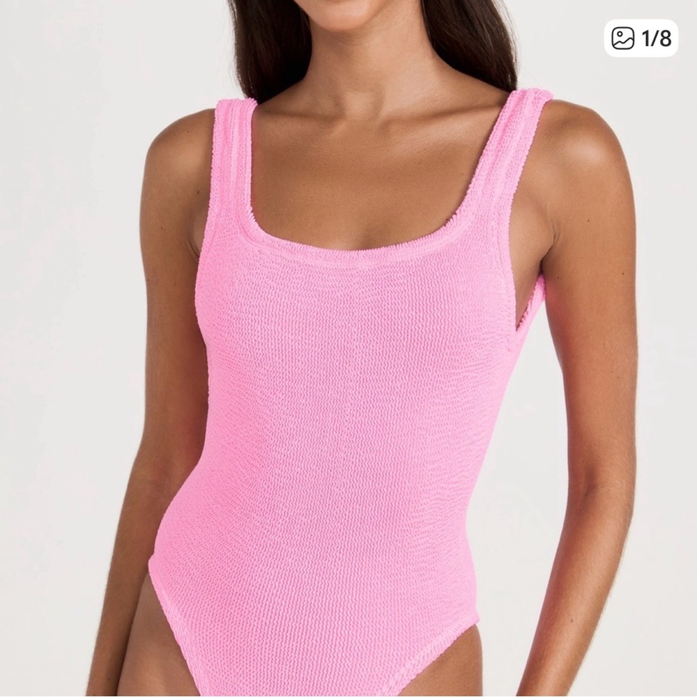 Hunza G Bright Pink One-Piece Swimsuit bubblegum color